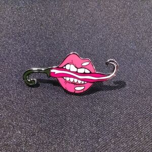 Sexy Chili Pepper Chomp Pink and Red Lips Enamel Pin